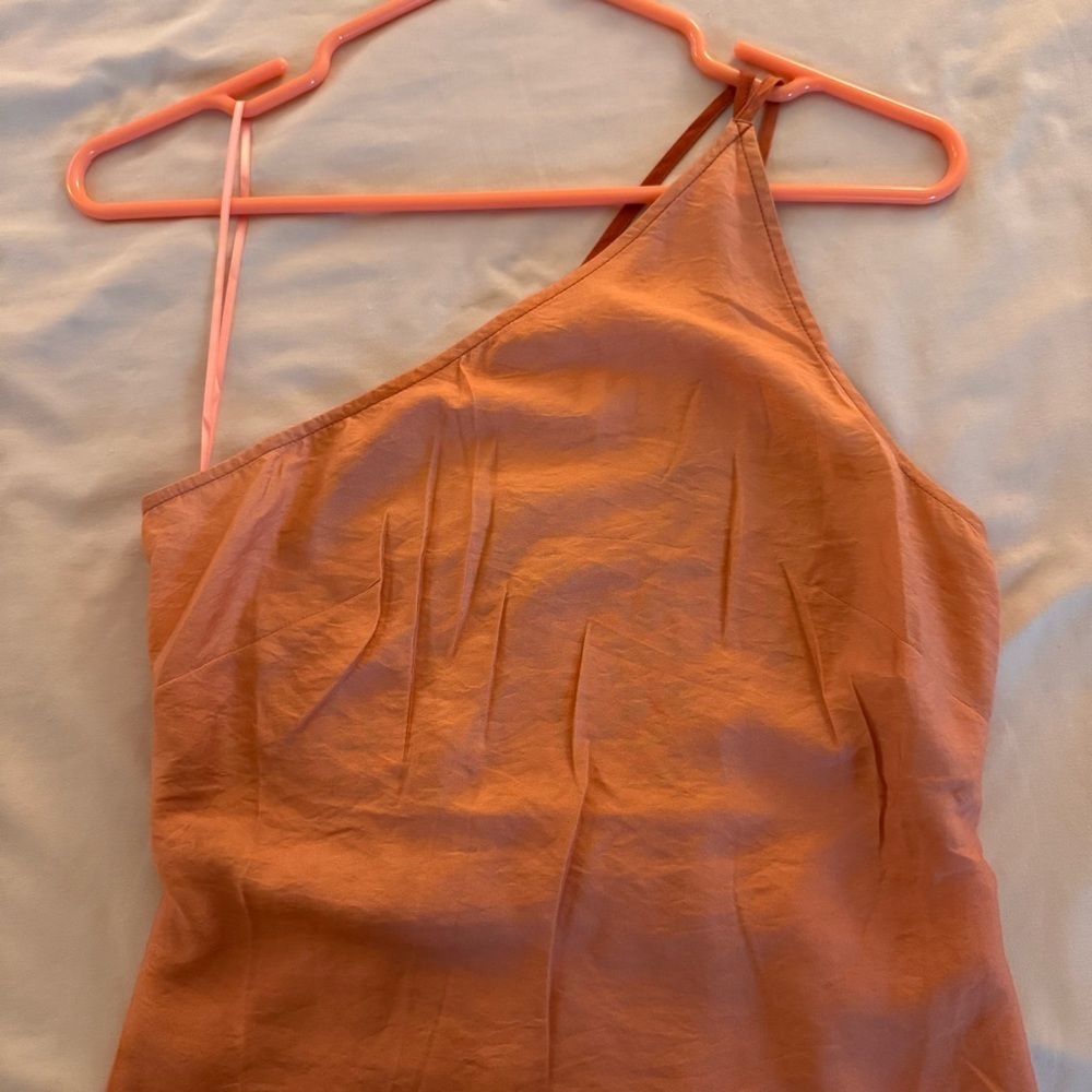 NWT Madewell One-Shoulder Midi Slit Dress size 00 Orange NP094 - Picture 14 of 16